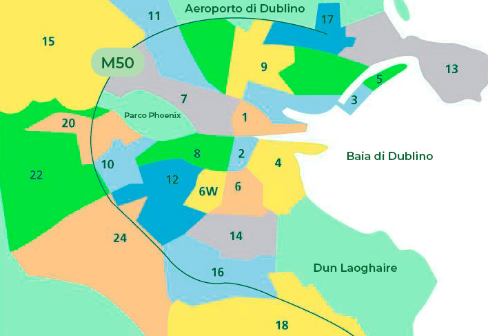 mappa distretti Dublino
